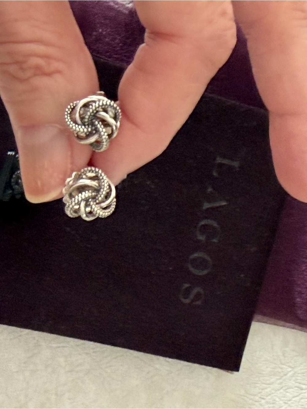 LAGOS Silver Braided Knot Earrings